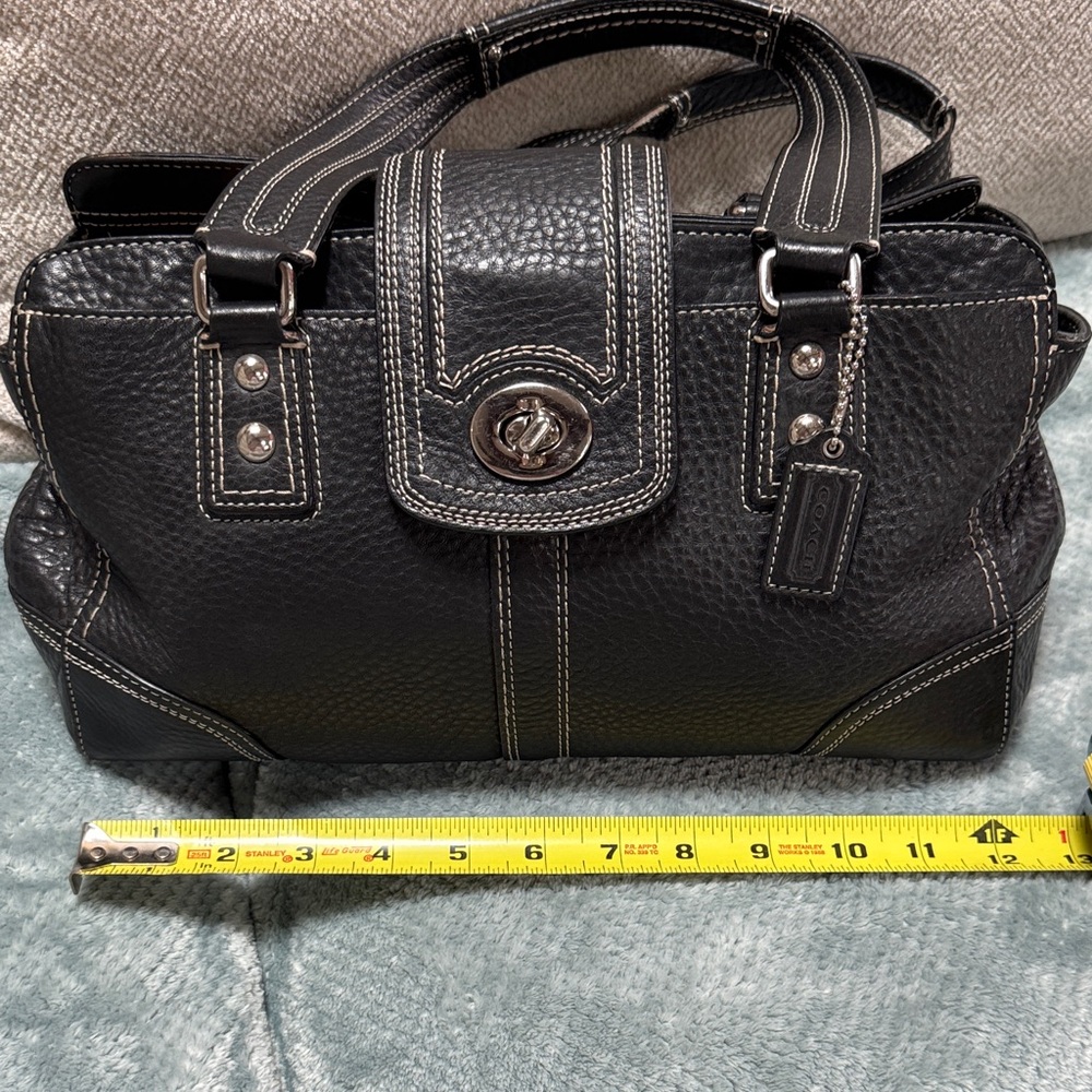 Vintage Hampton Coach Black Leather Satchel with Silver Details style F13961 - Picture 5 of 5